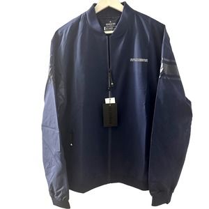 RAWGEAR Men's Navy Blue Full Zip Designer Bomber Jacket Size Medium NWT